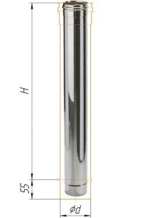 Труба одноконтурная 120 нерж 0,6 мм, L0,5м    ПОЛ МЕТРА